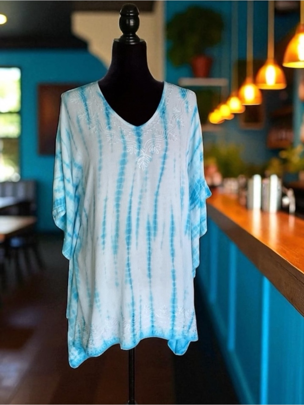 💖 Sakkas Blue Tie Dye Embroidered Cover Up 💖